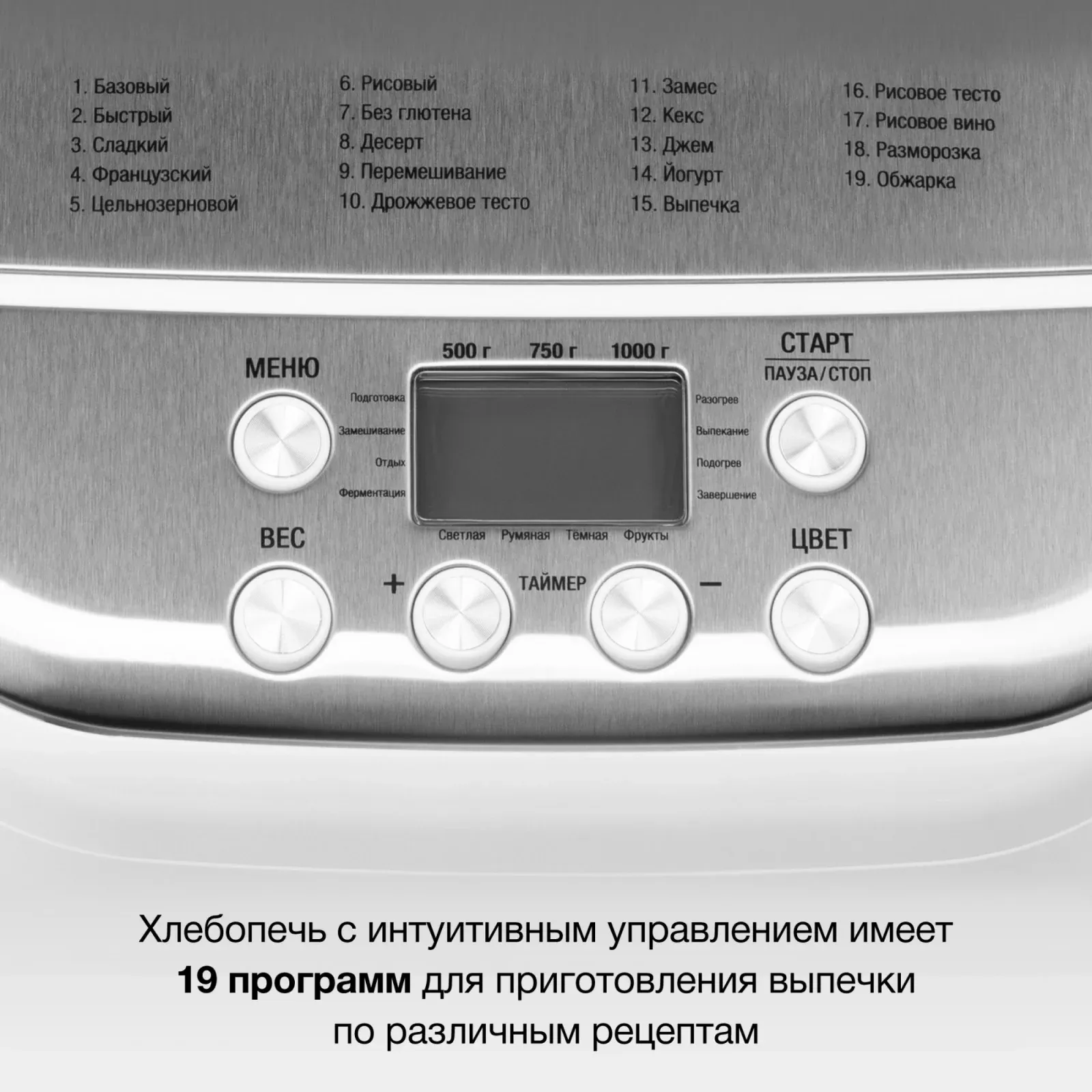 Хлебопечь Hyundai HYBM-3086 600Вт белый/серебристый - фото 3