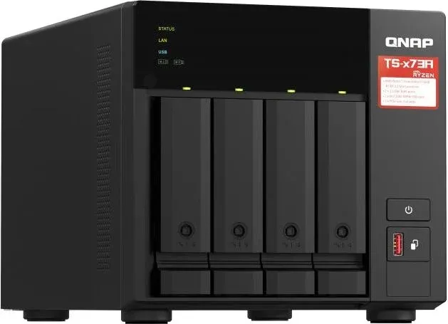 Сетевое хранилище NAS Qnap TS-473A-8G 4-bay настольный Ryzen V1500B, черный
