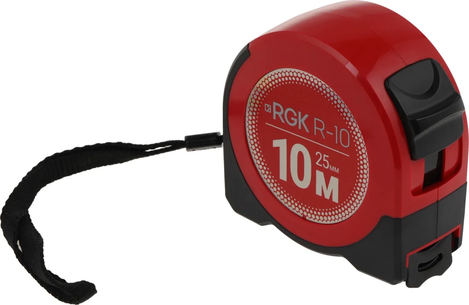Рулетка строительная RGK R10 дл.полотна 10м изм.шкала в см зацеп простой красный/черный 774918