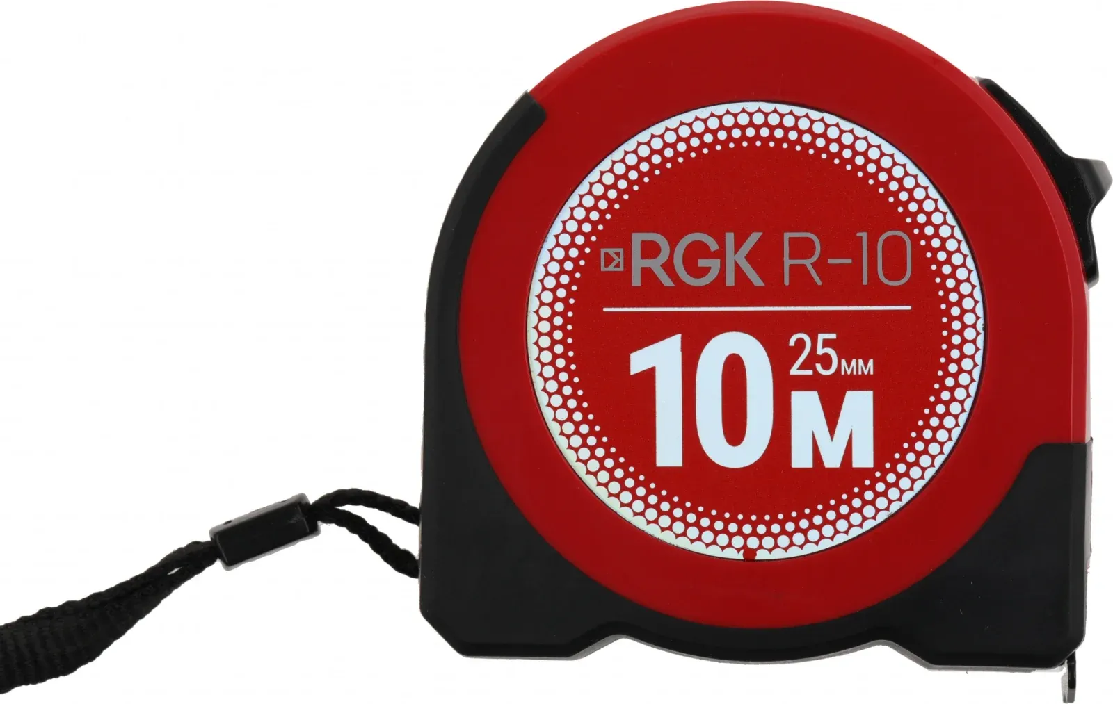 Рулетка строительная RGK R10 дл.полотна 10м изм.шкала в см зацеп простой красный/черный 774918 - фото 4