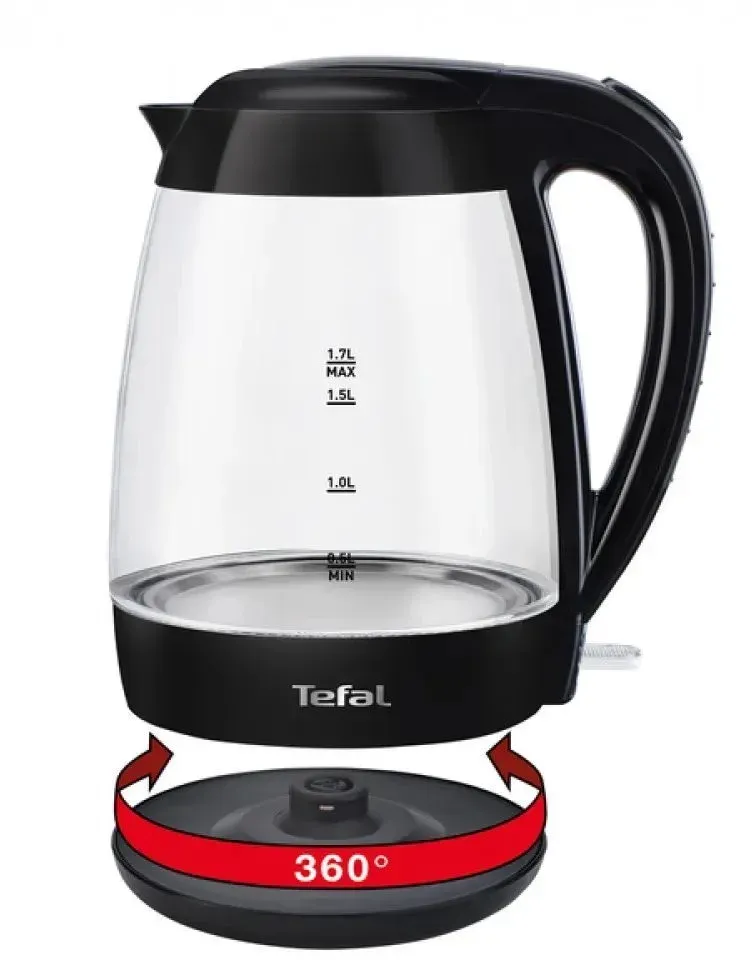 Чайник электрический Tefal KO450832 8010000465 1.7л. черный корпус: стекло/пластик 8010001400 - фото 2