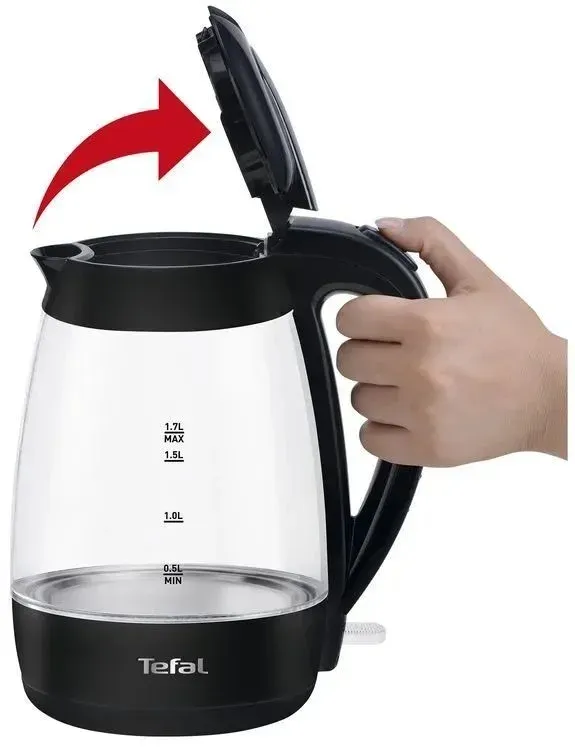 Чайник электрический Tefal KO450832 8010000465 1.7л. черный корпус: стекло/пластик 8010001400 - фото 7