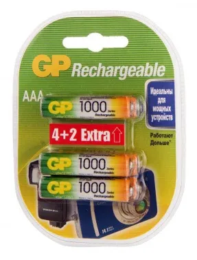 Аккумулятор GP Rechargeable 100AAAHC4/2 AAA NiMH 1000mAh 6шт блистер - фото 5