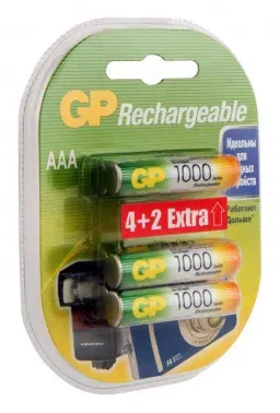 Аккумулятор GP Rechargeable 100AAAHC4/2 AAA NiMH 1000mAh 6шт блистер - фото 6