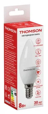 Лампа светодиодная Thomson Candle TH-B2016 8Вт цок.:E14 свеча 220B св.свеч.бел.нейт. C упак.:1шт - фото 5