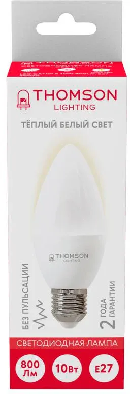 Лампа светодиодная Thomson TH-B2023 10Вт цок.:E27 свеча 220B св.свеч.бел.теп. Candle упак.:1шт - фото 4