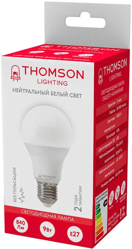 Лампа светодиодная Thomson TH-B2024 10Вт цок.:E27 свеча 220B св.свеч.бел.нейт. Candle упак.:1шт - фото 3