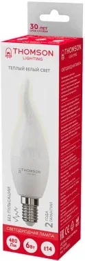 Лампа светодиодная Thomson TH-B2025 6Вт цок.:E14 свеча 220B св.свеч.бел.теп. Tail Candle упак.:1шт - фото 6