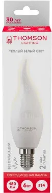 Лампа светодиодная Thomson TH-B2025 6Вт цок.:E14 свеча 220B св.свеч.бел.теп. Tail Candle упак.:1шт - фото 8