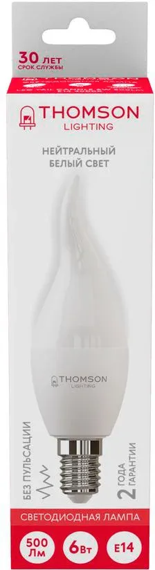 Лампа светодиодная Thomson TH-B2026 6Вт цок.:E14 свеча 220B св.свеч.бел.нейт. Tail Candle - фото 4