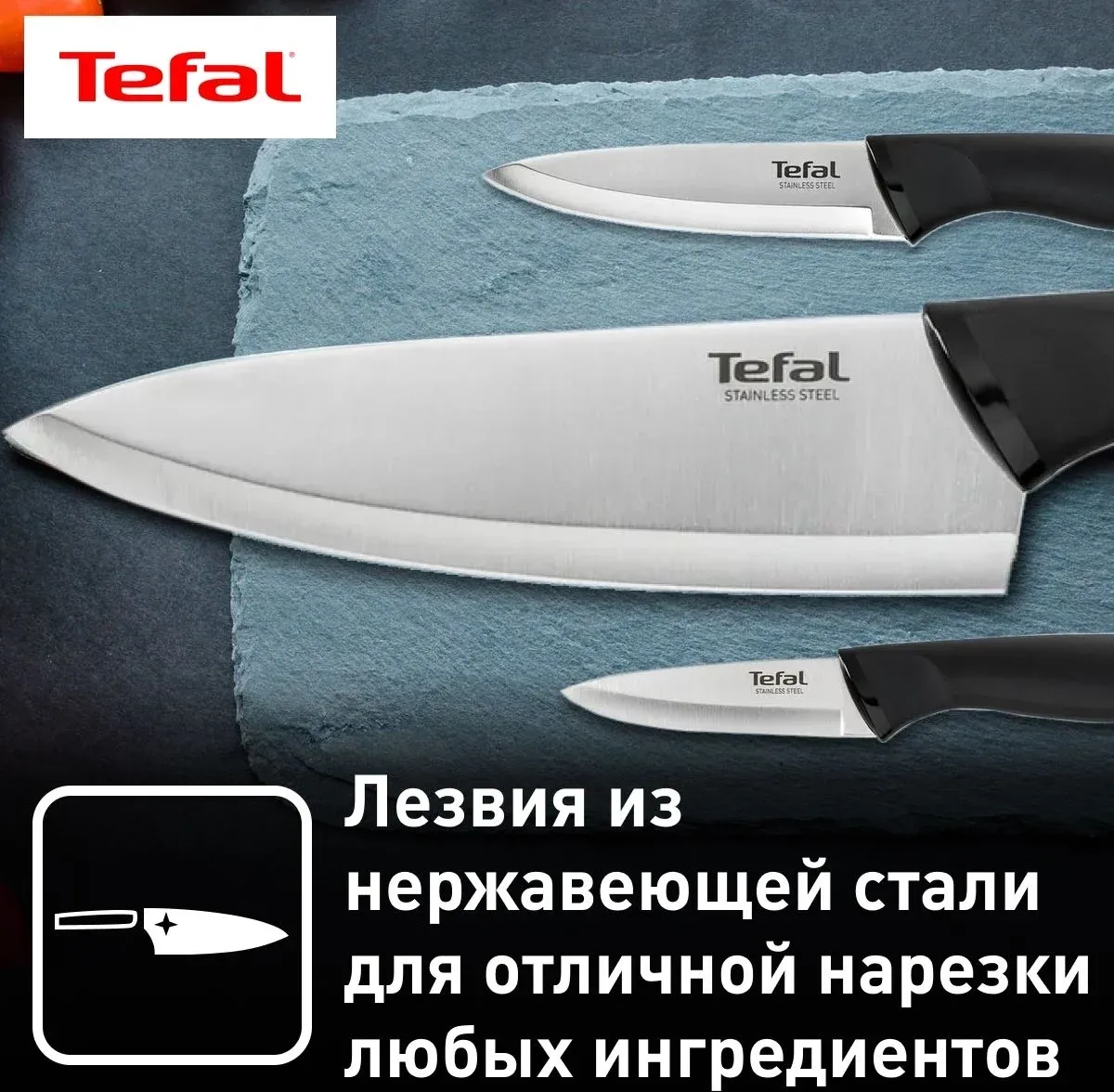 Набор ножей кухон. Tefal K221S475 2100121761 компл.:4предм. черный - фото 3