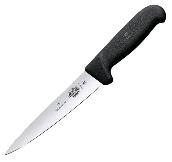 Нож кухонный Victorinox Fibrox 5.5603.18 стальной универсальный лезв.180мм прямая заточка черный - фото 1