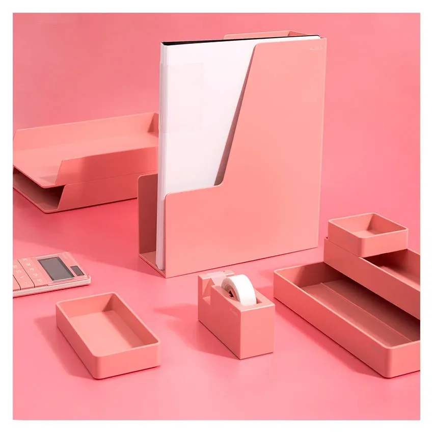 Лоток вертикальный Deli ENS022PINK Nusign для бумаг A4 розовый пластик - фото 4