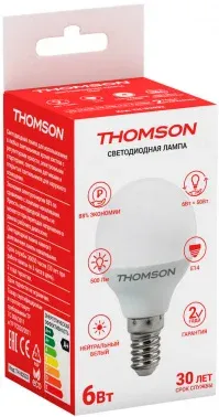 Лампа светодиодная Thomson TH-B2032 6Вт цок.:E14 шар 220B св.свеч.бел.нейт. Globe - фото 4