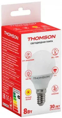 Лампа светодиодная Thomson TH-B2033 8Вт цок.:E14 шар 220B св.свеч.бел.теп. Globe - фото 6
