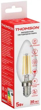 Лампа филам. Thomson Filament TH-B2066 5Вт цок.:E14 свеча 220B св.свеч.бел.нейт. Candle упак.:1шт - фото 3