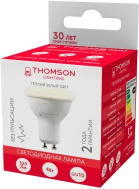 Лампа светодиодная Thomson TH-B2103 4Вт цок.:GU10 рефлек. 220B св.свеч.бел.теп. MR16 упак.:1шт - фото 7