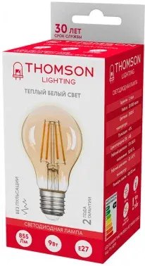 Лампа филам. Thomson Filament TH-B2111 9Вт цок.:E27 груша 220B св.свеч.бел.теп. A60 упак.:1шт - фото 7