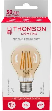 Лампа филам. Thomson Filament TH-B2111 9Вт цок.:E27 груша 220B св.свеч.бел.теп. A60 упак.:1шт - фото 8