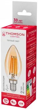 Лампа филам. Thomson Filament TH-B2115 9Вт цок.:E14 свеча 220B св.свеч.бел.теп. Candle упак.:1шт - фото 7