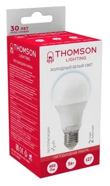 Лампа светодиодная Thomson TH-B2300 5Вт цок.:E27 груша 220B св.свеч.бел.хол. A упак.:1шт - фото 5