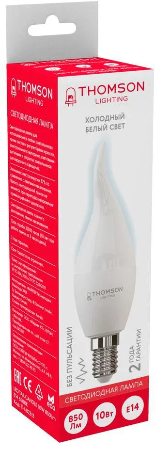 Лампа светодиодная Thomson TH-B2313 10Вт цок.:E14 свеча 220B св.свеч.бел.хол. Tail Candle упак.:1шт - фото 2