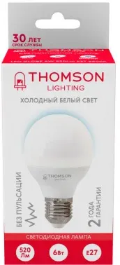 Лампа светодиодная Thomson TH-B2318 6Вт цок.:E27 шар 220B св.свеч.бел.хол. Globe упак.:1шт - фото 8