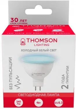 Лампа светодиодная Thomson TH-B2321 4Вт цок.:GU5.3 рефлек. 220B св.свеч.бел.хол. MR16 упак.:1шт - фото 8