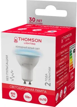 Лампа светодиодная Thomson TH-B2328 10Вт цок.:GU10 полусф. 220B св.свеч.бел.хол. MR16 упак.:1шт - фото 7