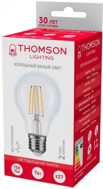 Лампа филам. Thomson Filament TH-B2330 7Вт цок.:E27 груша 220B св.свеч.бел.хол. A60 упак.:1шт - фото 7