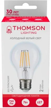 Лампа филам. Thomson Filament TH-B2330 7Вт цок.:E27 груша 220B св.свеч.бел.хол. A60 упак.:1шт - фото 8