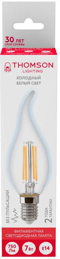 Лампа филам. Thomson Filament TH-B2336 7Вт цок.:E14 свеча 220B св.свеч.бел.хол. Tail Candle упак.:1шт - фото 4