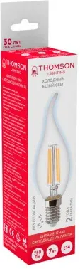 Лампа филам. Thomson Filament TH-B2336 7Вт цок.:E14 свеча 220B св.свеч.бел.хол. Tail Candle упак.:1шт - фото 6