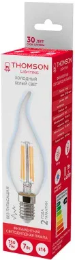 Лампа филам. Thomson Filament TH-B2336 7Вт цок.:E14 свеча 220B св.свеч.бел.хол. Tail Candle упак.:1шт - фото 7
