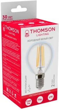 Лампа филам. Thomson Filament TH-B2338 11Вт цок.:E14 шар 220B св.свеч.бел.хол. Globe упак.:1шт - фото 6