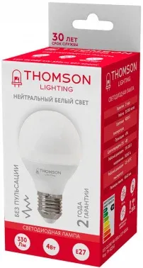 Лампа светодиодная Thomson TH-B2362 4Вт цок.:E27 шар 220B св.свеч.бел.нейт. Globe упак.:1шт - фото 6