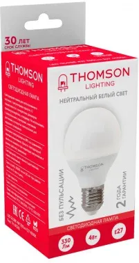 Лампа светодиодная Thomson TH-B2362 4Вт цок.:E27 шар 220B св.свеч.бел.нейт. Globe упак.:1шт - фото 7