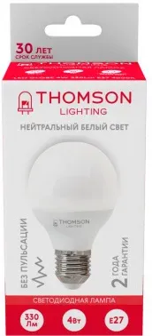 Лампа светодиодная Thomson TH-B2362 4Вт цок.:E27 шар 220B св.свеч.бел.нейт. Globe упак.:1шт - фото 8