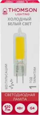 Лампа светодиодная Thomson TH-B4219 4Вт цок.:G4 капсул. 220B св.свеч.бел.хол. упак.:1шт - фото 7