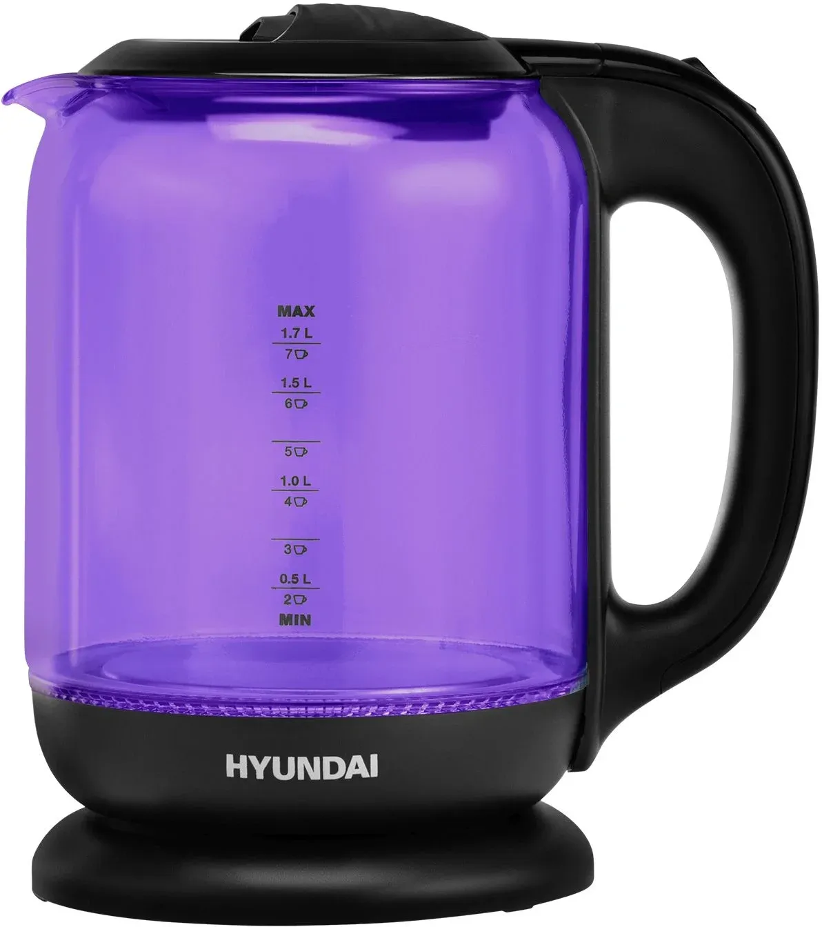Чайник электрический Hyundai HYK-G5809 1.7л. 2200Вт фиолетовый/черный корпус: стекло - фото 5