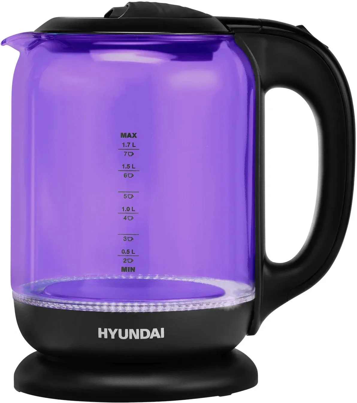 Чайник электрический Hyundai HYK-G5809 1.7л. 2200Вт фиолетовый/черный корпус: стекло - фото 6