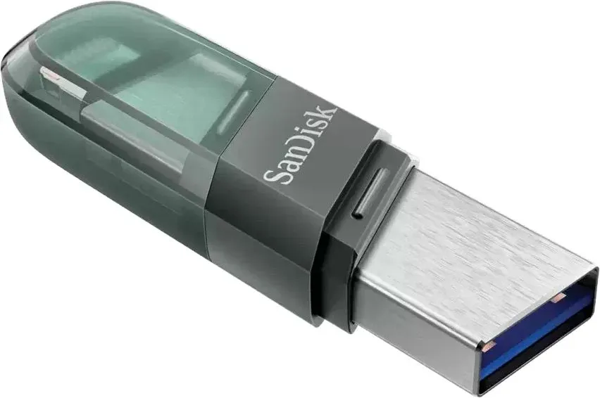 Флеш Диск Sandisk 64Gb iXpand Flip SDIX90N-064G-GN6NN USB3.1 зеленый/серебристый, 64 ГБ - фото 3