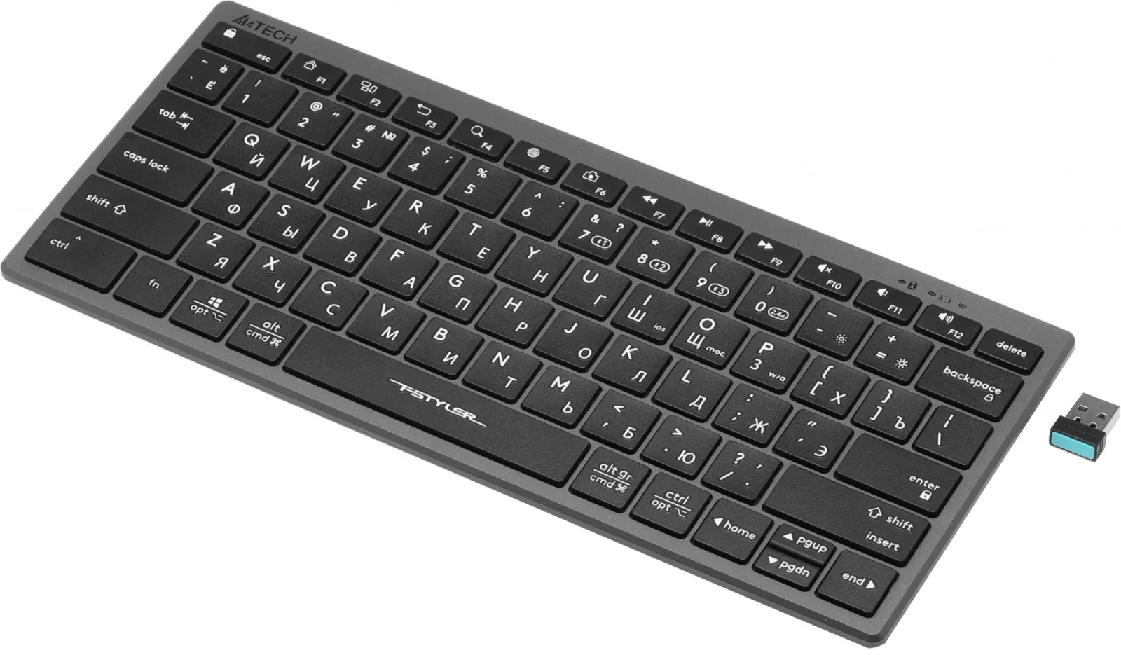 Клавиатура A4Tech FBX51C серый USB беспроводная BT/Radio slim Multimedia для ноутбука FBX51C GREY - фото 2