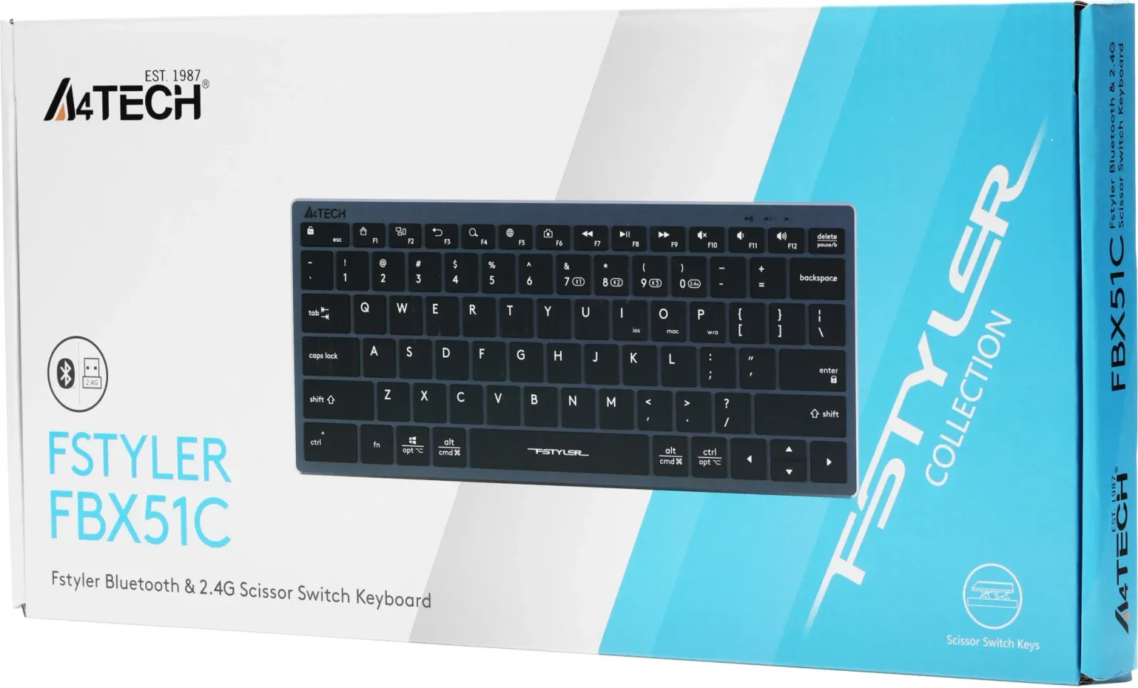Клавиатура A4Tech FBX51C серый USB беспроводная BT/Radio slim Multimedia для ноутбука FBX51C GREY - фото 6