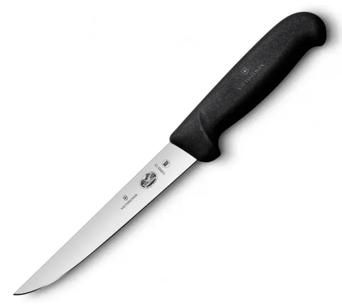 Нож кухонный Victorinox Fibrox 5.6003.12 стальной обвалочный лезв.120мм прямая заточка черный - фото 1