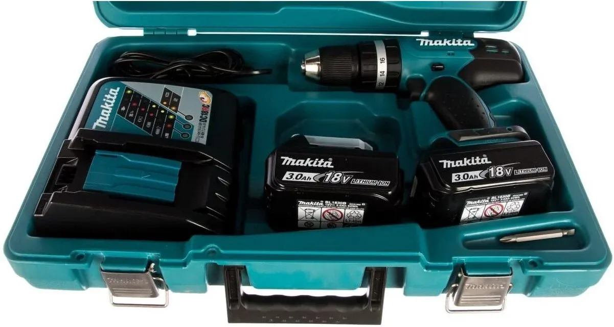 Дрель-шуруповерт Makita DHP453RFE аккум. патрон:быстрозажимной кейс в комплекте - фото 5
