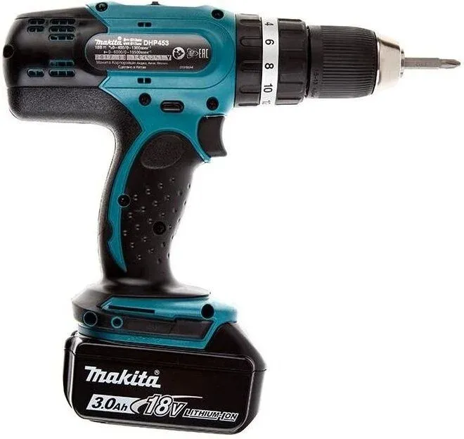Дрель-шуруповерт Makita DHP453RFE аккум. патрон:быстрозажимной кейс в комплекте - фото 7