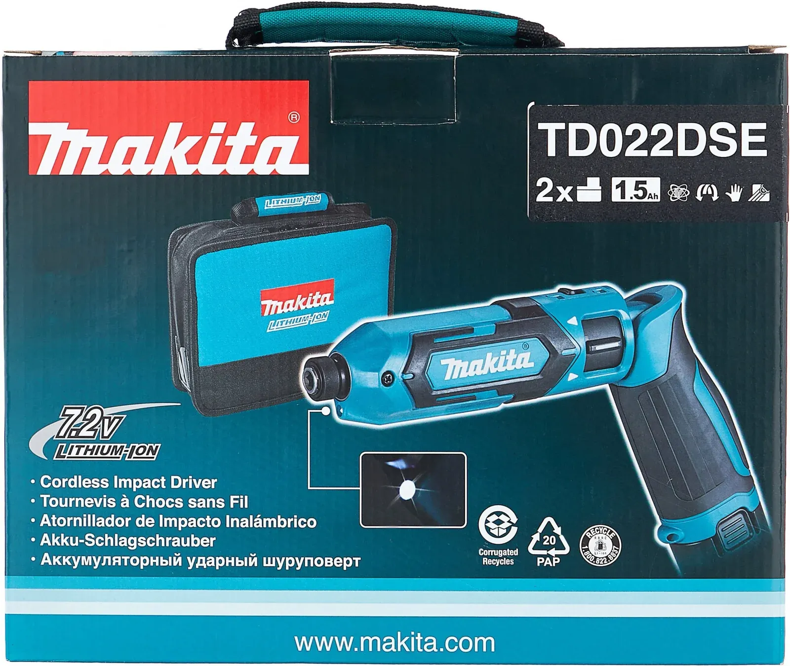 Отвертка аккум. Makita TD022DSE аккум. патрон:шестигранник 6.35 мм 1/4 - фото 4