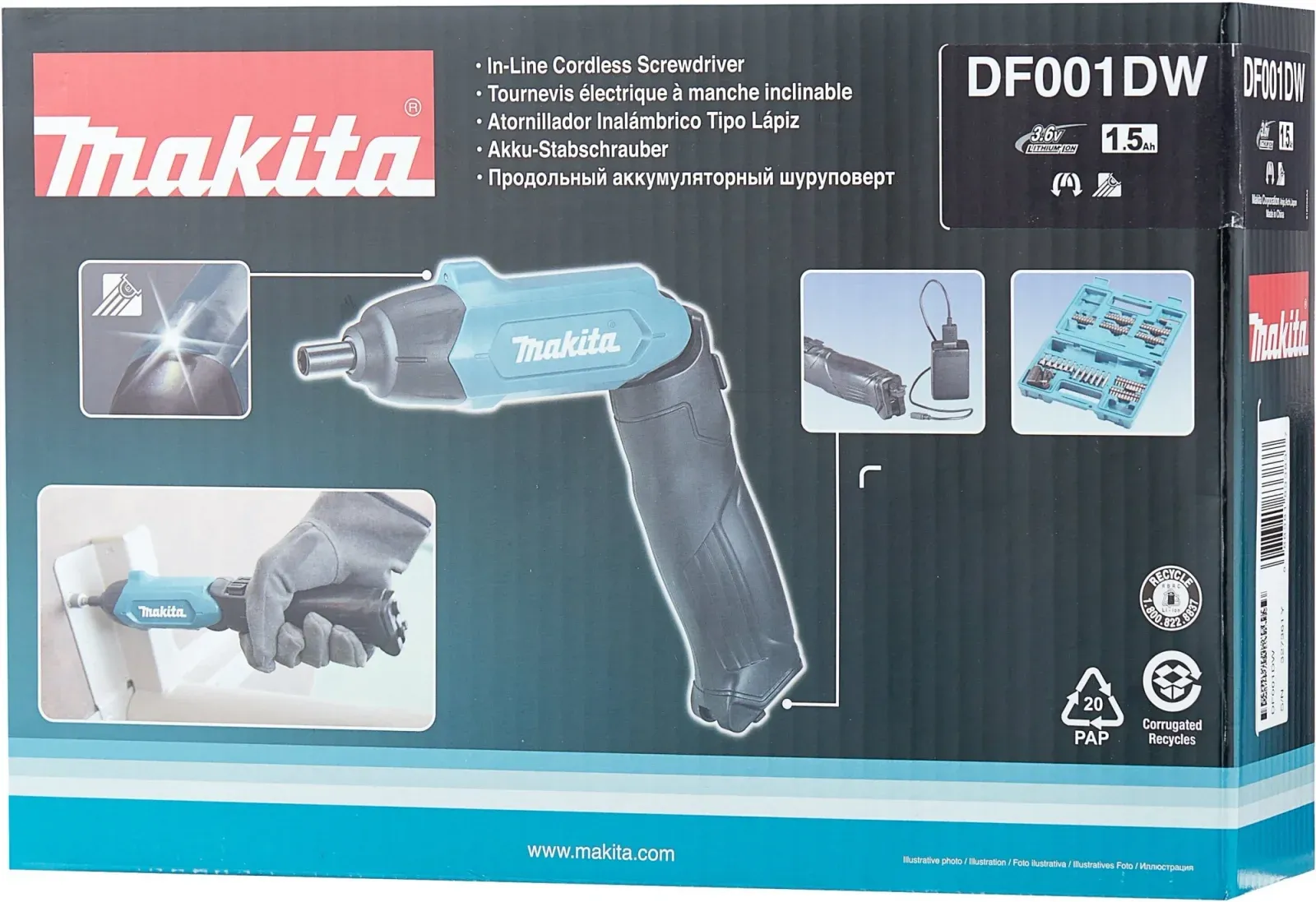 Отвертка аккум. Makita DF001DW аккум. патрон:шестигранник 6.35 мм 1/4 кейс в комплекте - фото 6