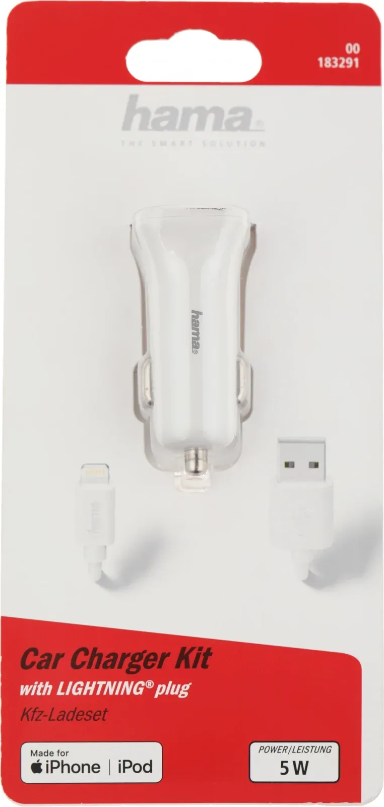 Автомобильное зар./устр. Hama H-183291 5W 1A для Apple белый 00183291 - фото 4